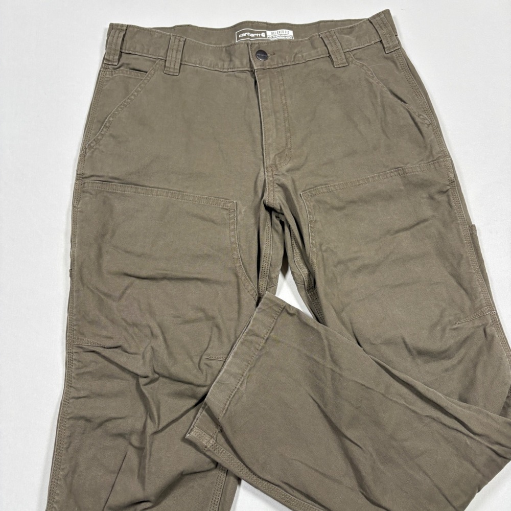 Carhartt Work Pants Mens 33x30 Brown Rugged‎ Flex Double Knee BN2802-M Relaxed